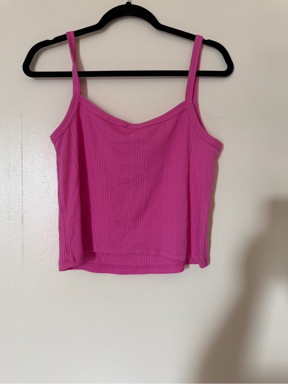 PINK Victoria's Secret Bright Pink Ribbed cropped tank